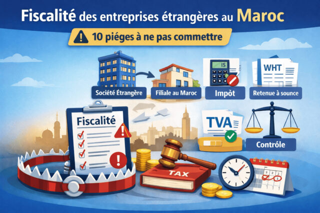 Illustration des principaux pièges fiscaux pour les entreprises étrangères opérant au Maroc : établissement stable, impôt sur les sociétés, TVA et retenue à la source.